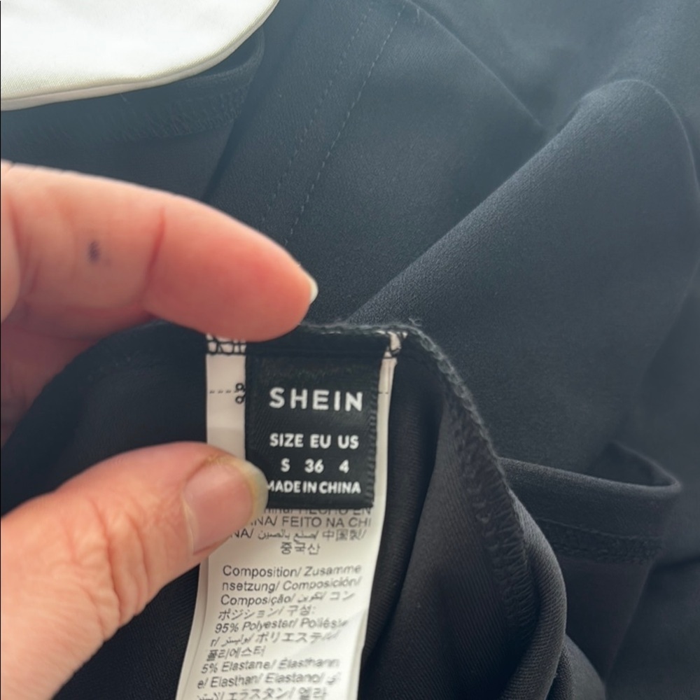 SHEIN. Black Ribbed Bodycon Mini Dress Long Sleeve Crew Neck - Picture 3 of 7